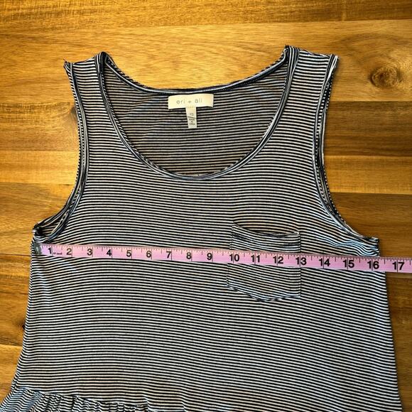 Anthropologie eri and ali Peplum Striped Tank Top Flowy Raw Hem Extra Small Navy - Picture 9 of 10